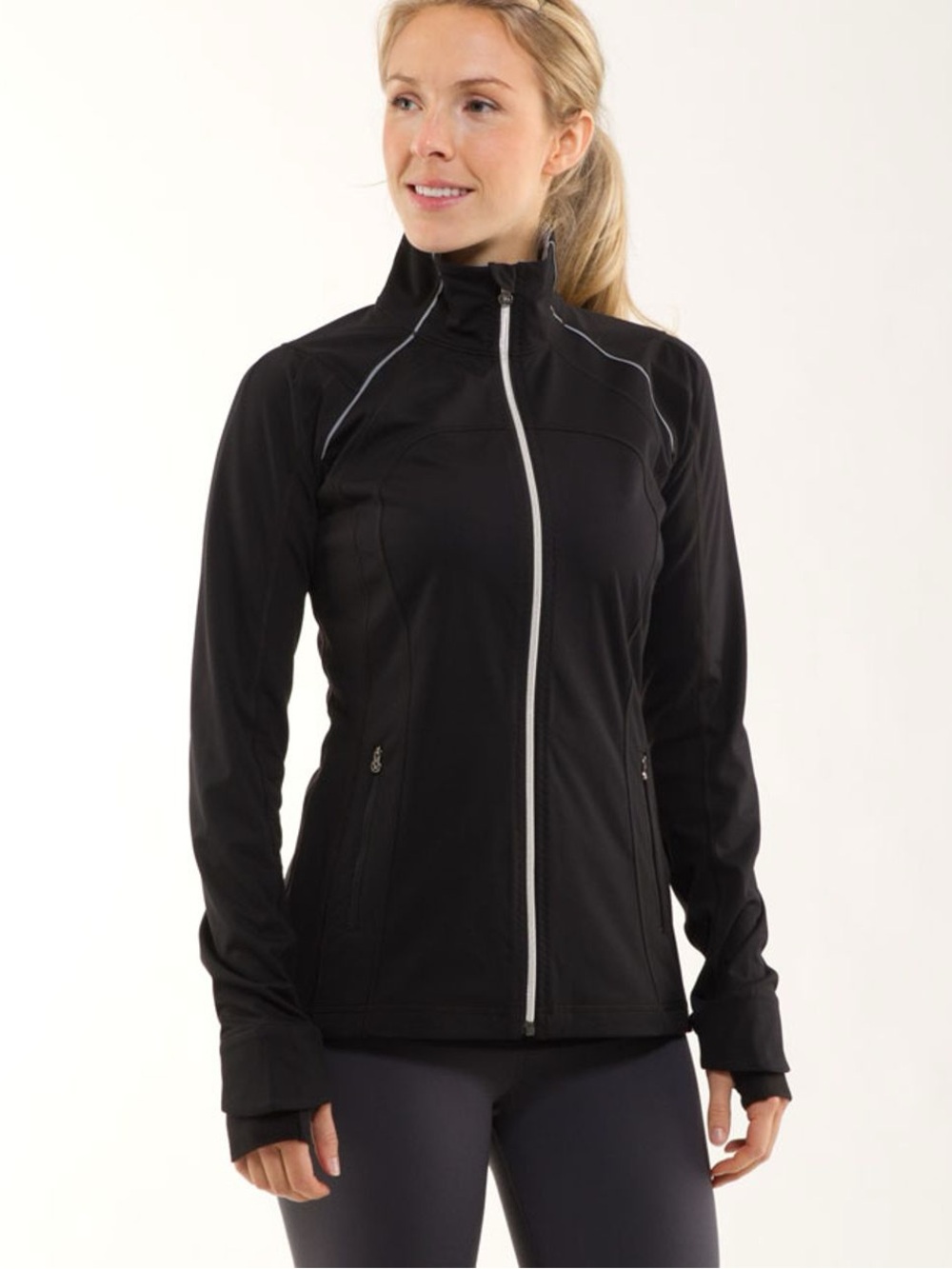 Lululemon Stay On Course Jacket Black Reflective Full Zip Up
